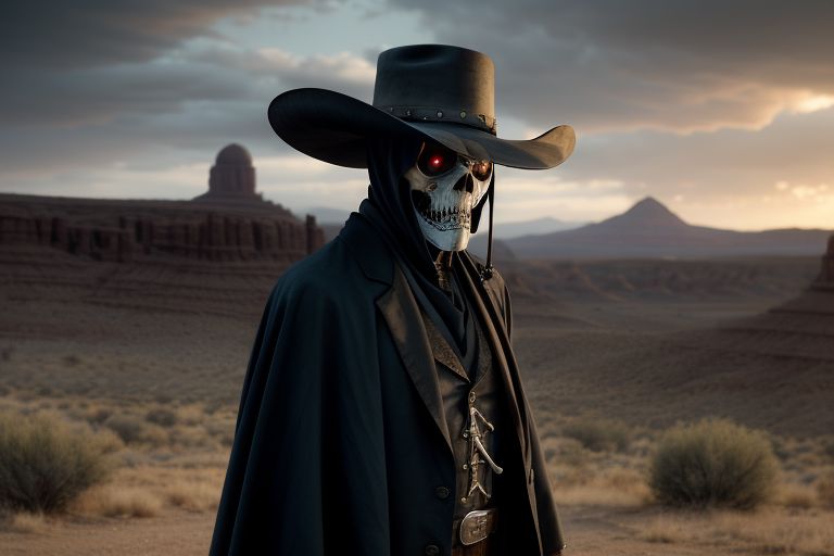 Grim Reaper as a cowboy in the Wild West