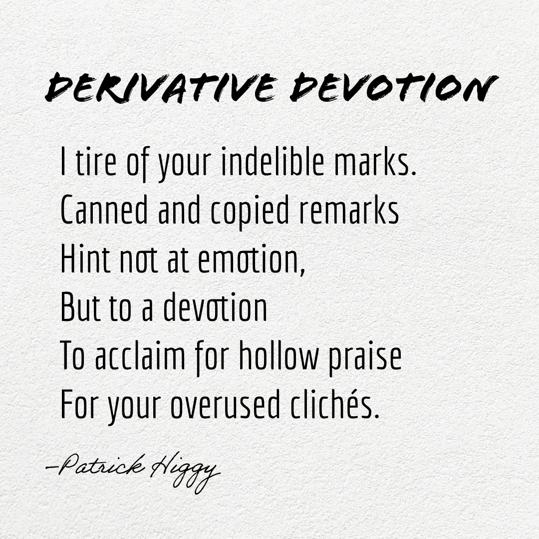 Derivative Devotion poem in print